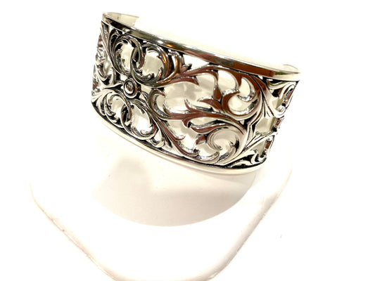 BEAUTIFUL NEW FILIGREE STERLING SILVER CUFF BRACELET