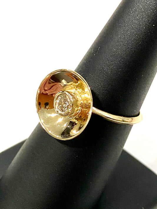 GORGEOUS JUST COMPLETED CUPEL 14k YELLOW GOLD RING.