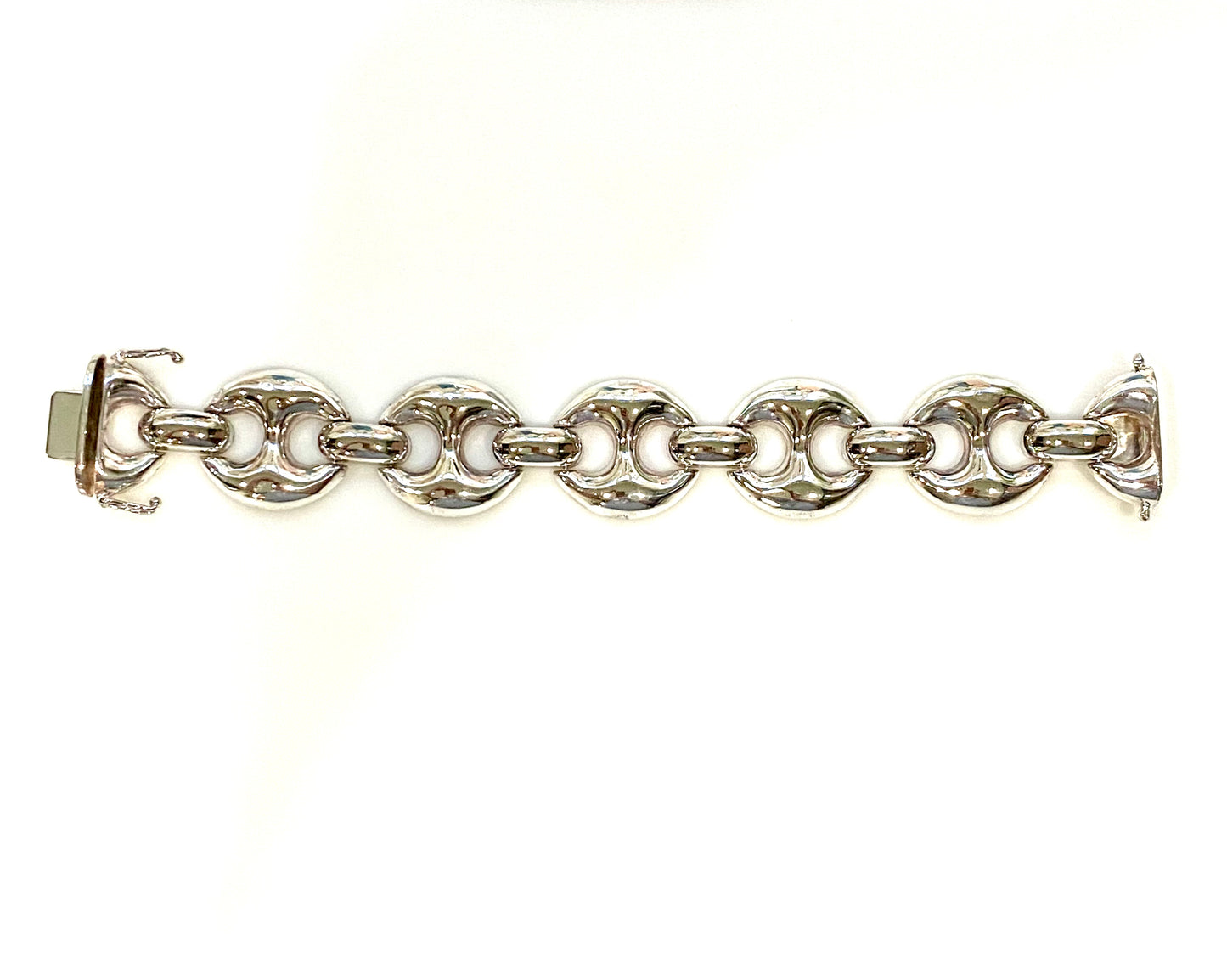 MODERN STYLE ROUND SOLID STERLING SILVER LINK BRACELET