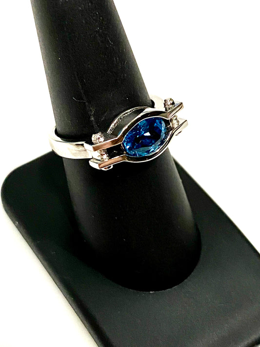 GORGEOUS UNISEX LONDON BLUE TOPAZ SOLID STERLING SILVER RING