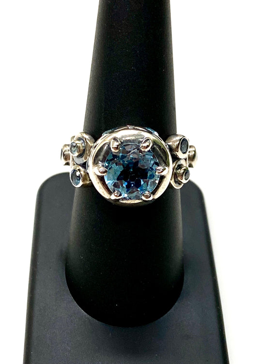 GORGEOUS BLUE TOPAZ SOLID STERLING SILVER RING