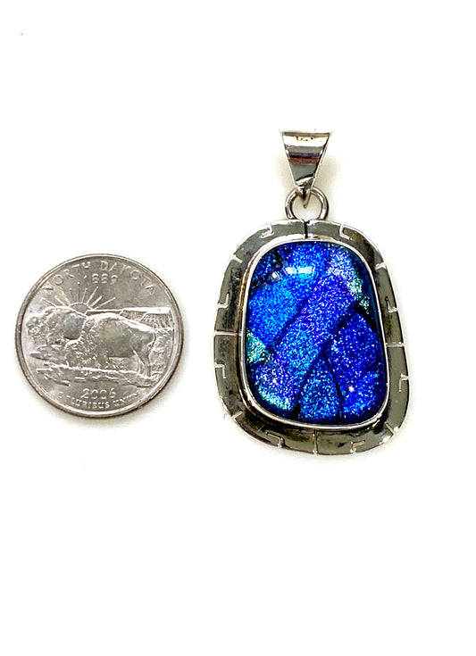 STUNNING DICHROIC SOLID STERLING SILVER PENDANT