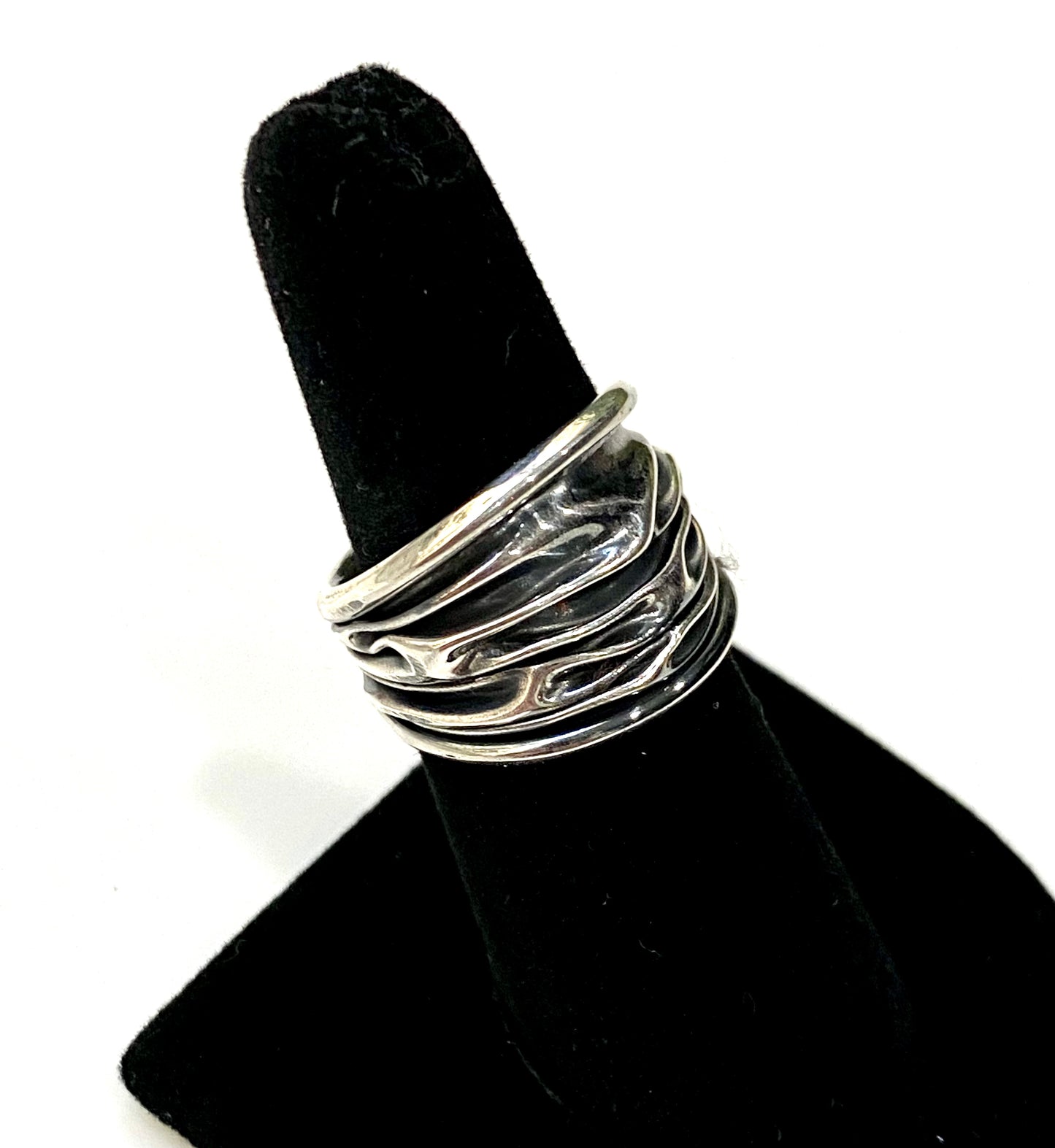 STUNNING OXIDIZED FOLDED SOLID STERLING SILVER RING