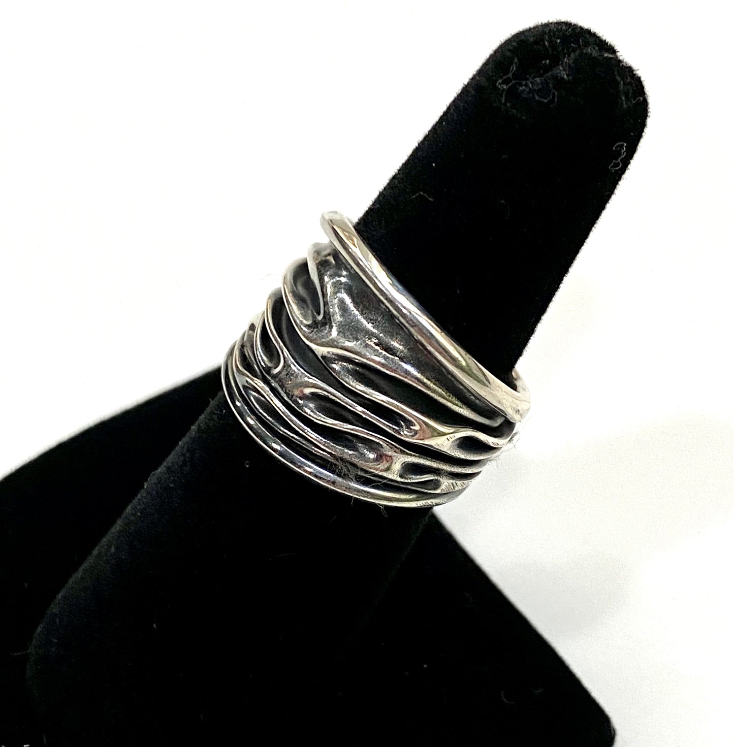 STUNNING OXIDIZED FOLDED SOLID STERLING SILVER RING