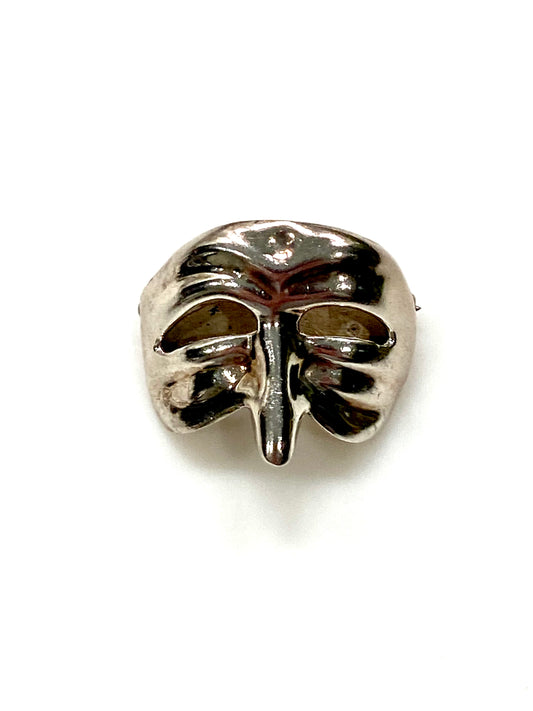 SOLID STERLING SILVER MARDI GRAS MASK PIN/BROOCH