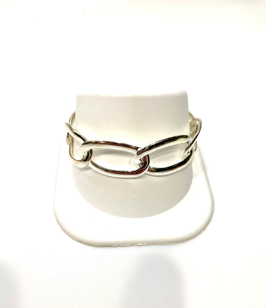 GORGEOUS STERLING SILVER OVAL LINK CUFF BRACELET