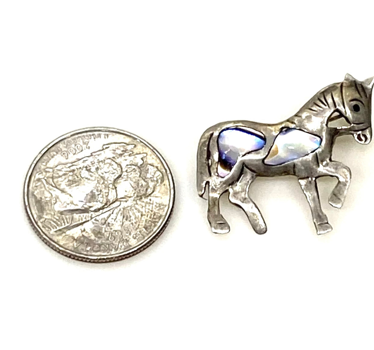 Taxco Sterling Silver Abalone Horse Pin