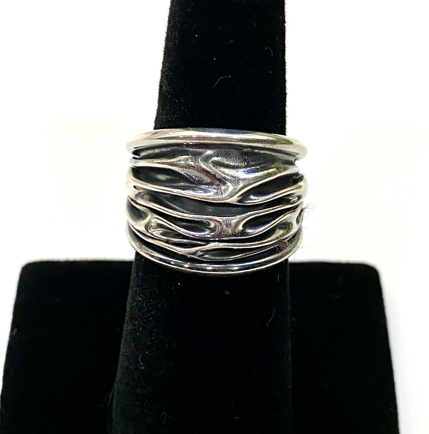 STUNNING OXIDIZED FOLDED SOLID STERLING SILVER RING