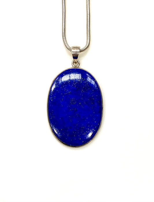 VIBRANT BLUE LAPIS LAZULI STERLING SILVER NECKLACE