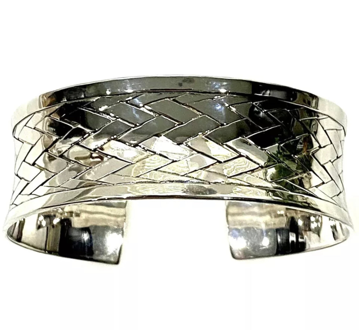 Woven Sterling Silver Cuff Bangle