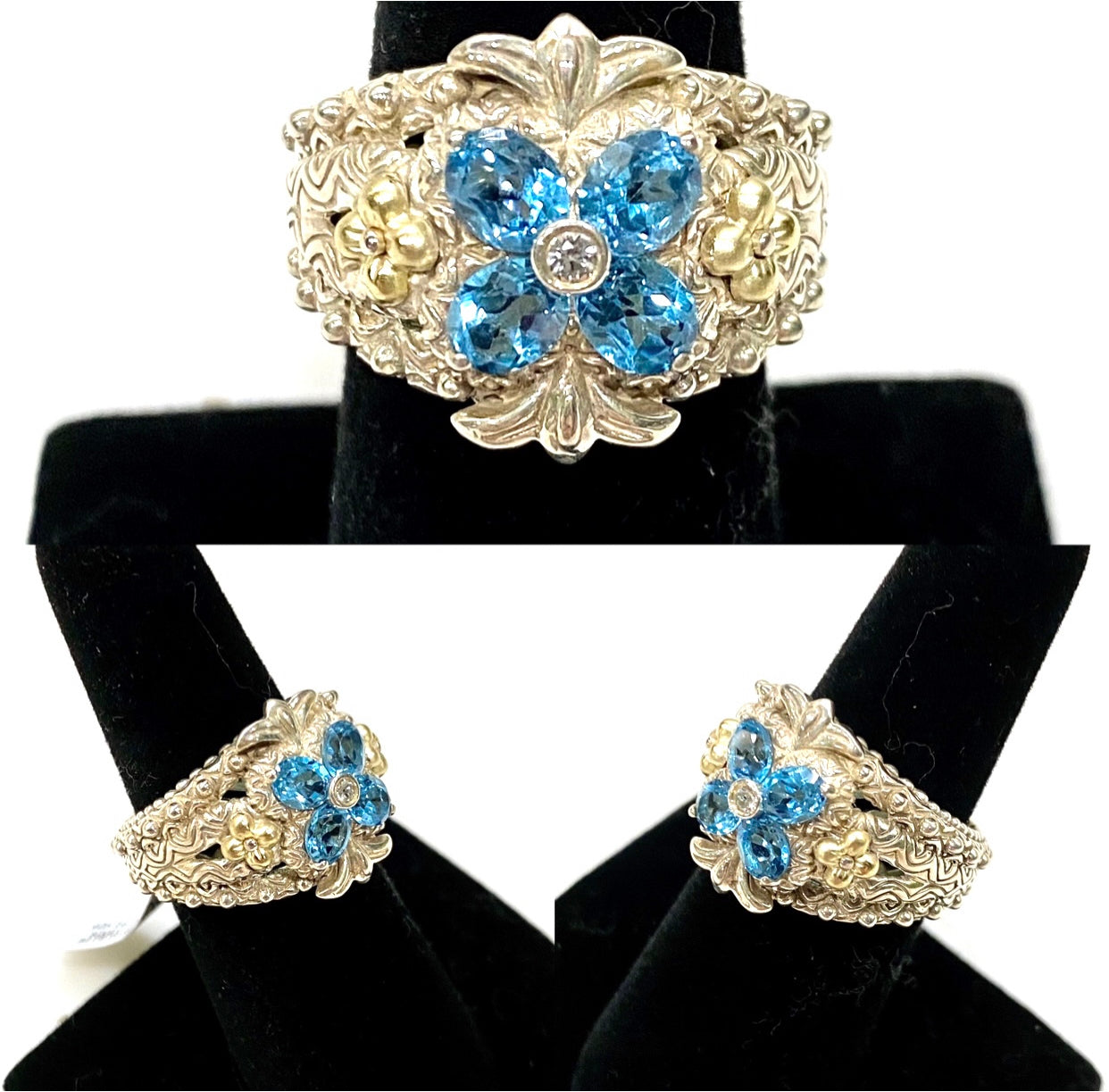 Designer Bixby Blue Topaz In Sterling Silver with 18k Gold Accents