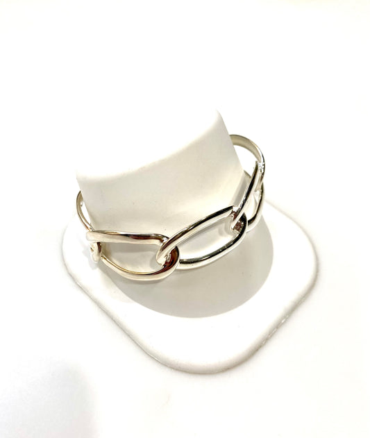 GORGEOUS STERLING SILVER OVAL LINK CUFF BRACELET