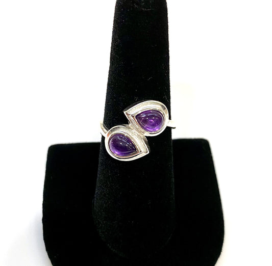 BEAUTIFUL ROYAL PURPLE AMETHYST CABOCHON STERLING SILVER RING