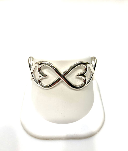 INTERLOCKING HEARTS SOLID STERLING SILVER CUFF BRACELET