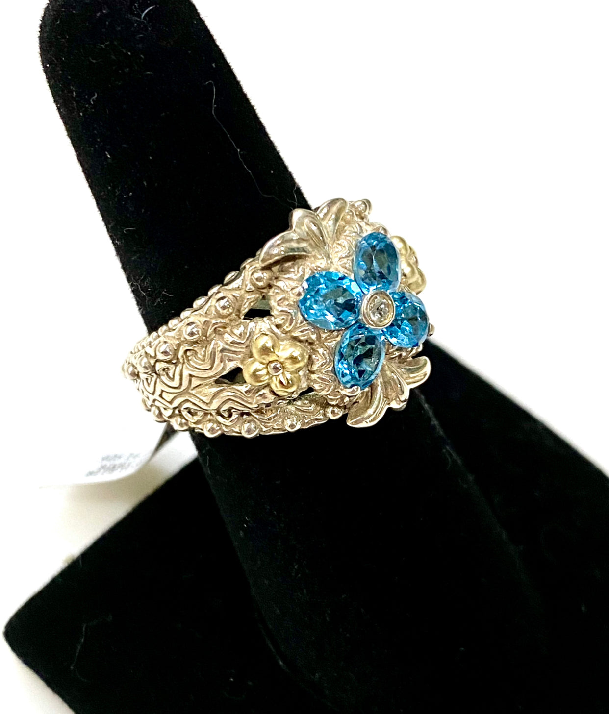 Designer Bixby Blue Topaz In Sterling Silver with 18k Gold Accents