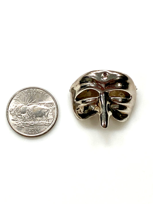 SOLID STERLING SILVER MARDI GRAS MASK PIN/BROOCH