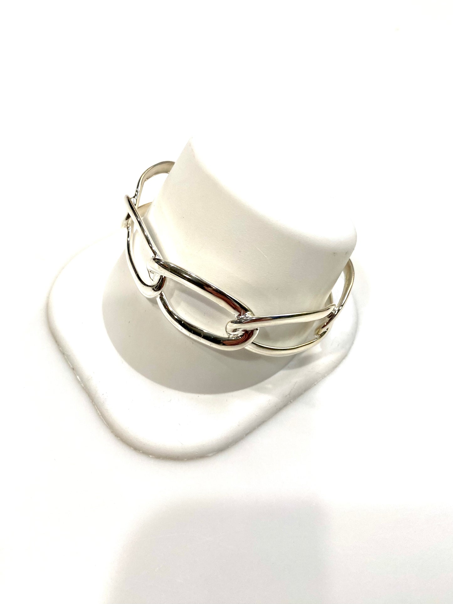 GORGEOUS STERLING SILVER OVAL LINK CUFF BRACELET