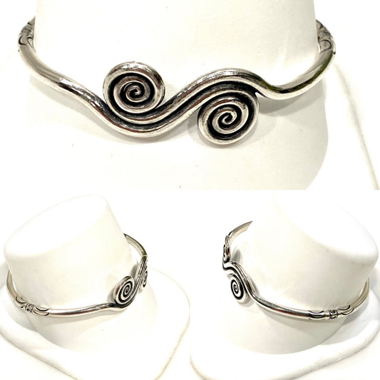 UNIQUE RUSTIC BOHO SOLID STERLING SILVER CUFF BRACELET