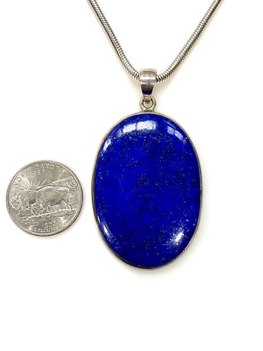 VIBRANT BLUE LAPIS LAZULI STERLING SILVER NECKLACE