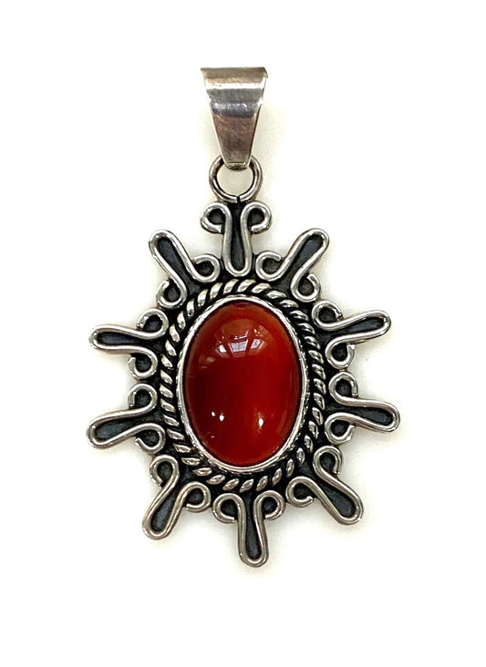 Vintage Carnelian Sterling Silver Pendant