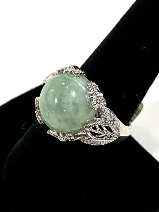 Gorgeous Jade Sterling Silver Ring