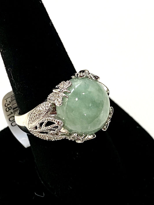 Gorgeous Jade Sterling Silver Ring