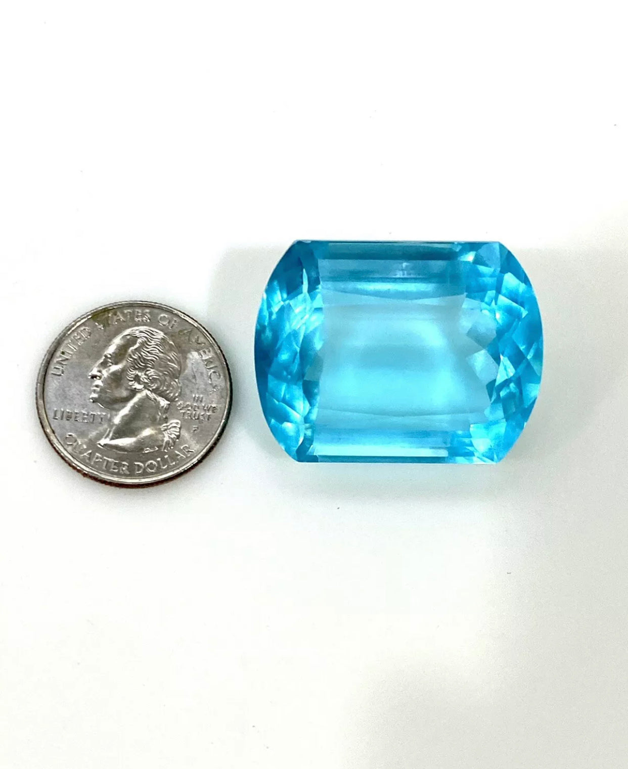 Large Faceted Blue Glass Stone