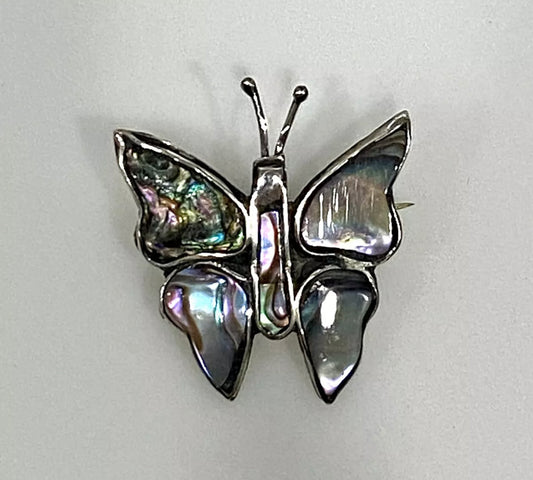 Vintage Mexican Abalone Butterfly Pin/Brooch