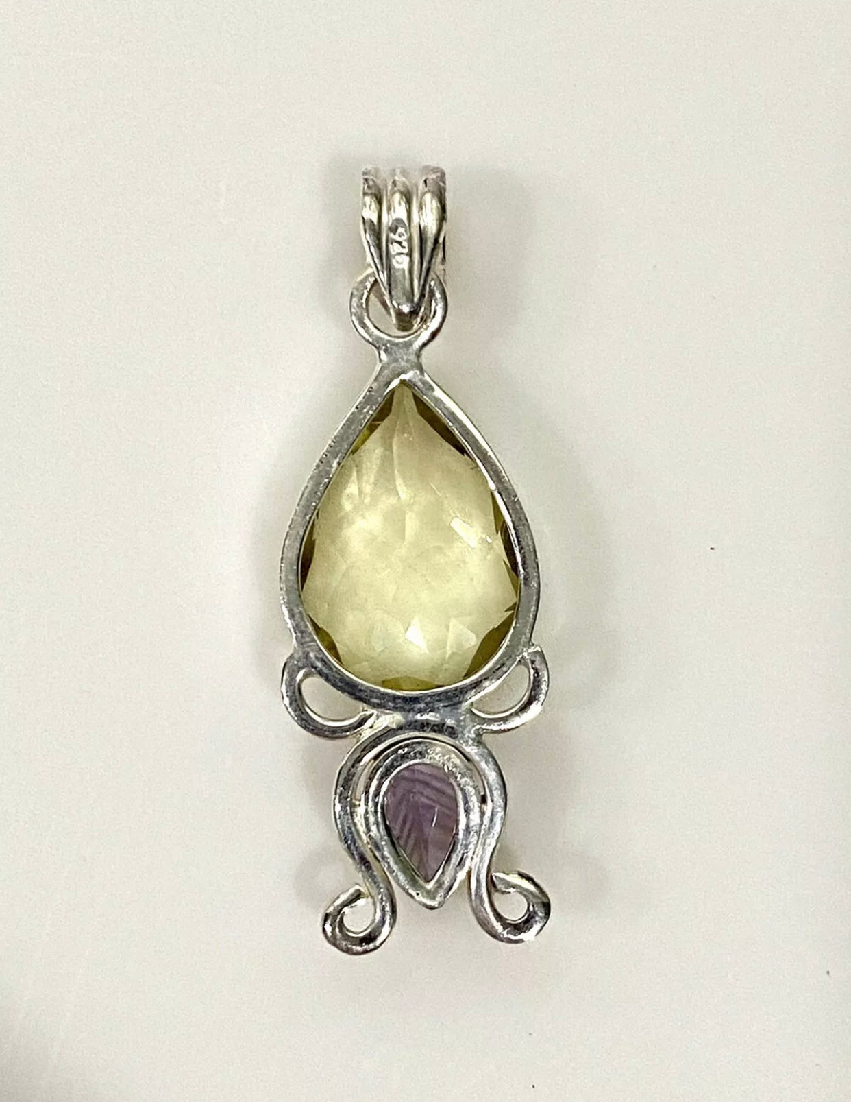 Yellow Topaz And Amethyst Sterling Silver Pendant