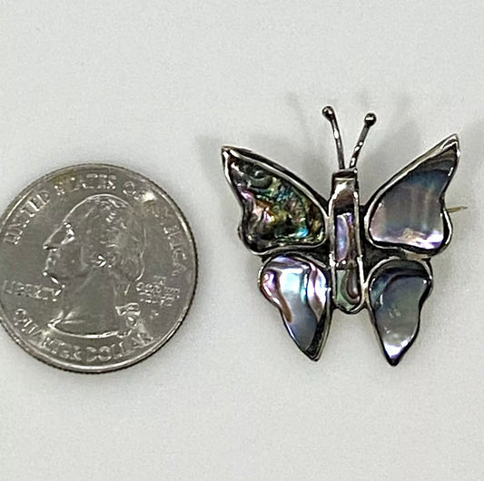 Vintage Mexican Abalone Butterfly Pin/Brooch