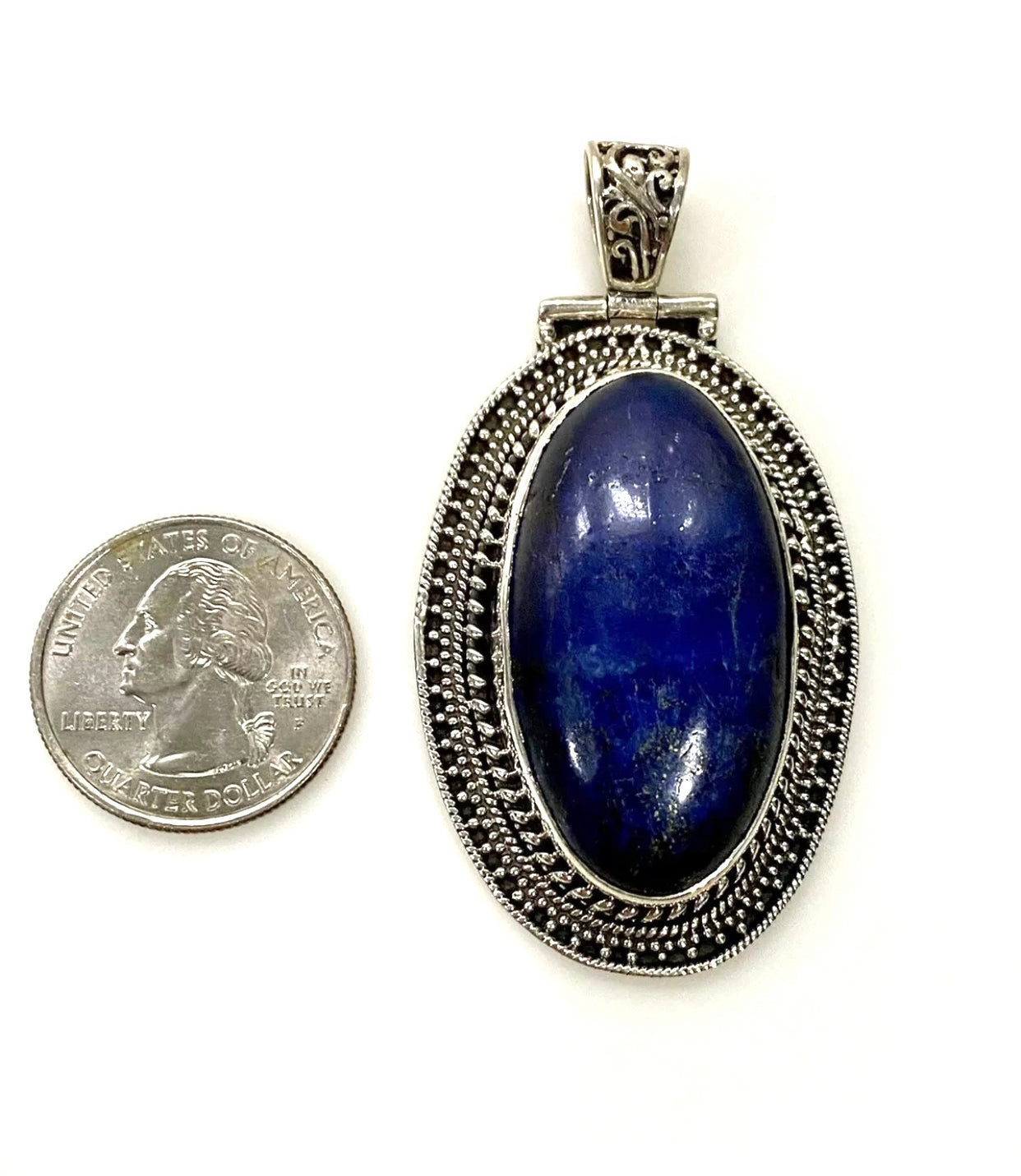 Large Blue Lapis Sterling Silver Pendant