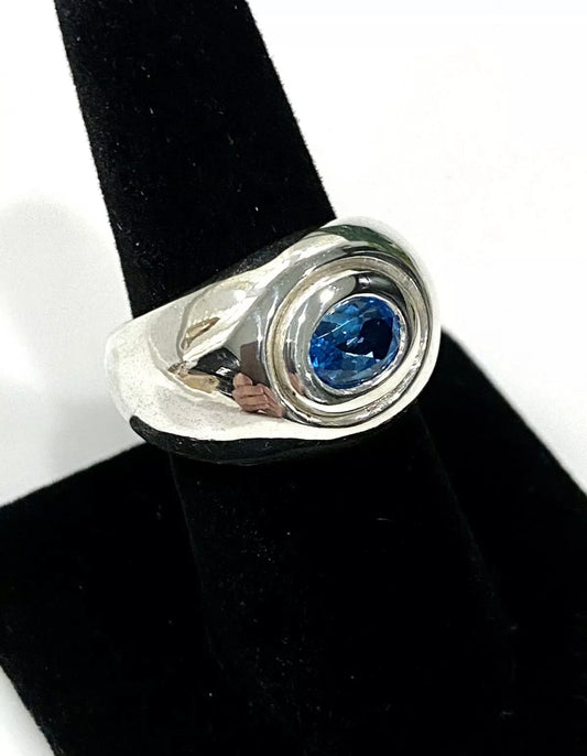 Stunning Blue Topaz Sterling Silver Ring