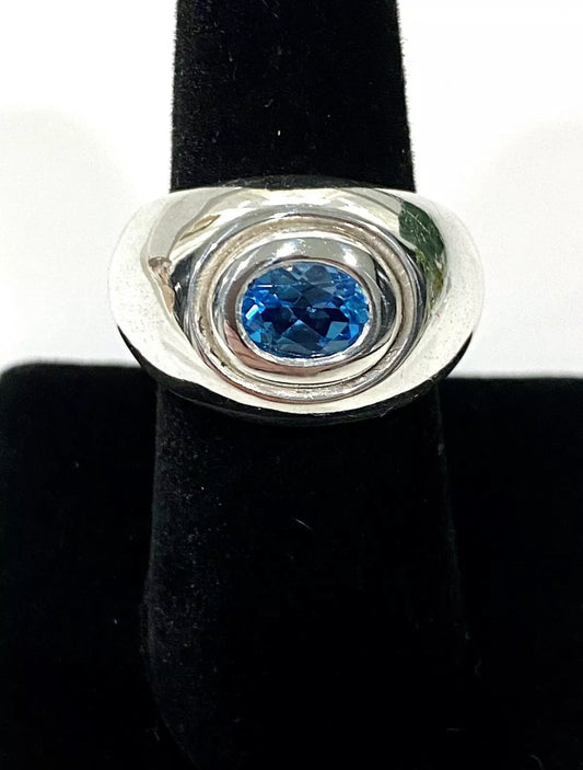 Stunning Blue Topaz Sterling Silver Ring