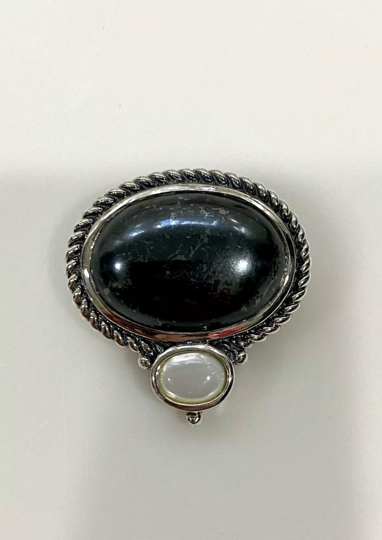 Classic Hematite Mother of Pearl Sterling Silver Pendant