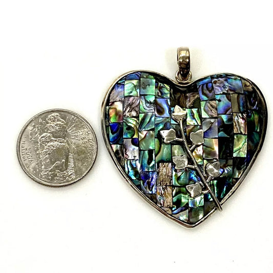 Abalone Mosaic Heart Shaped Pendant