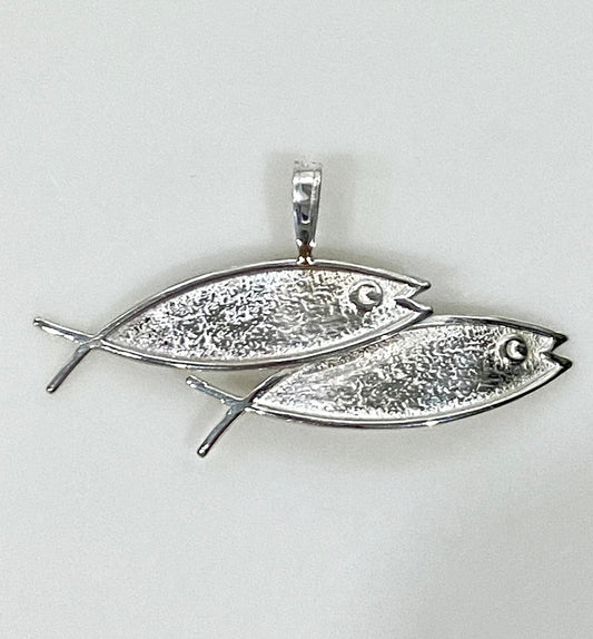 Double Sterling Silver Fish Pendant