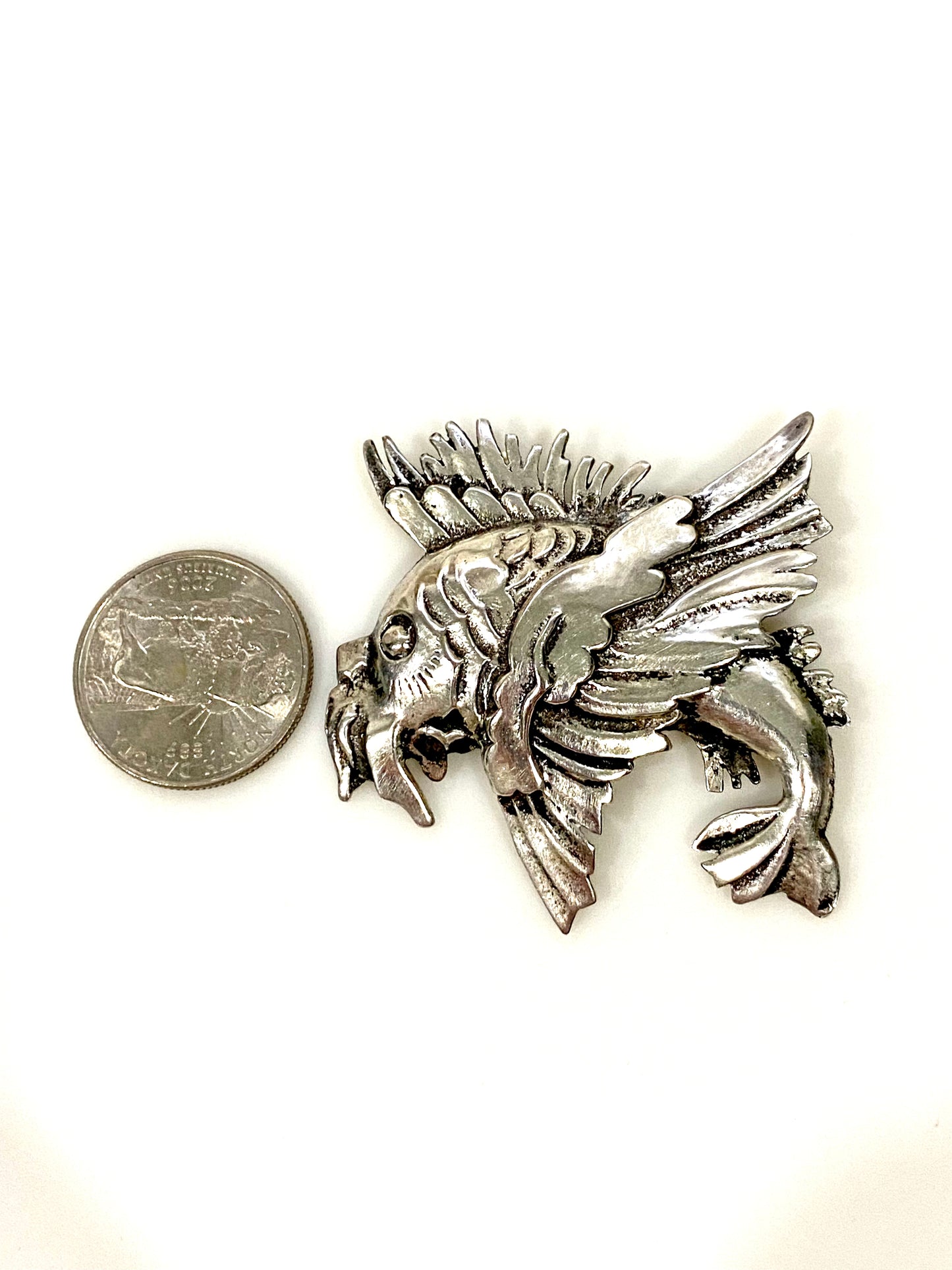 CRAZY FISH STERLING SILVER PIN/BROOCH