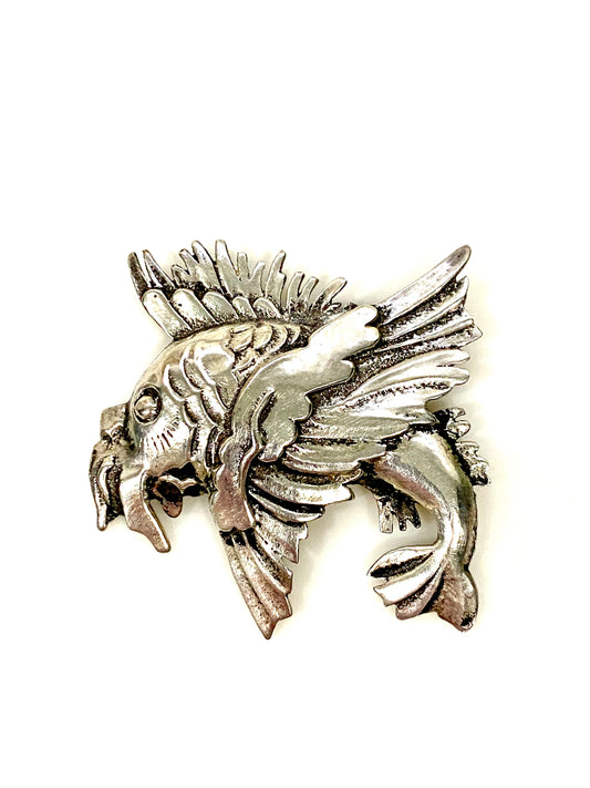 CRAZY FISH STERLING SILVER PIN/BROOCH