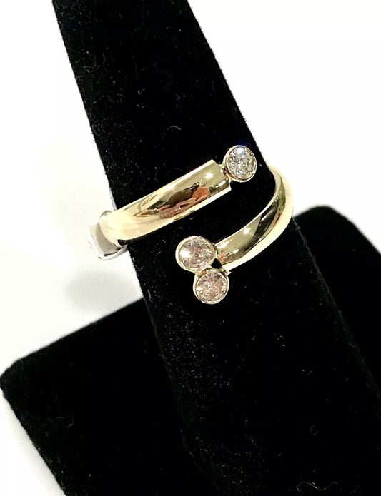 Gorgeous Gold And Diamond Bypass Ring