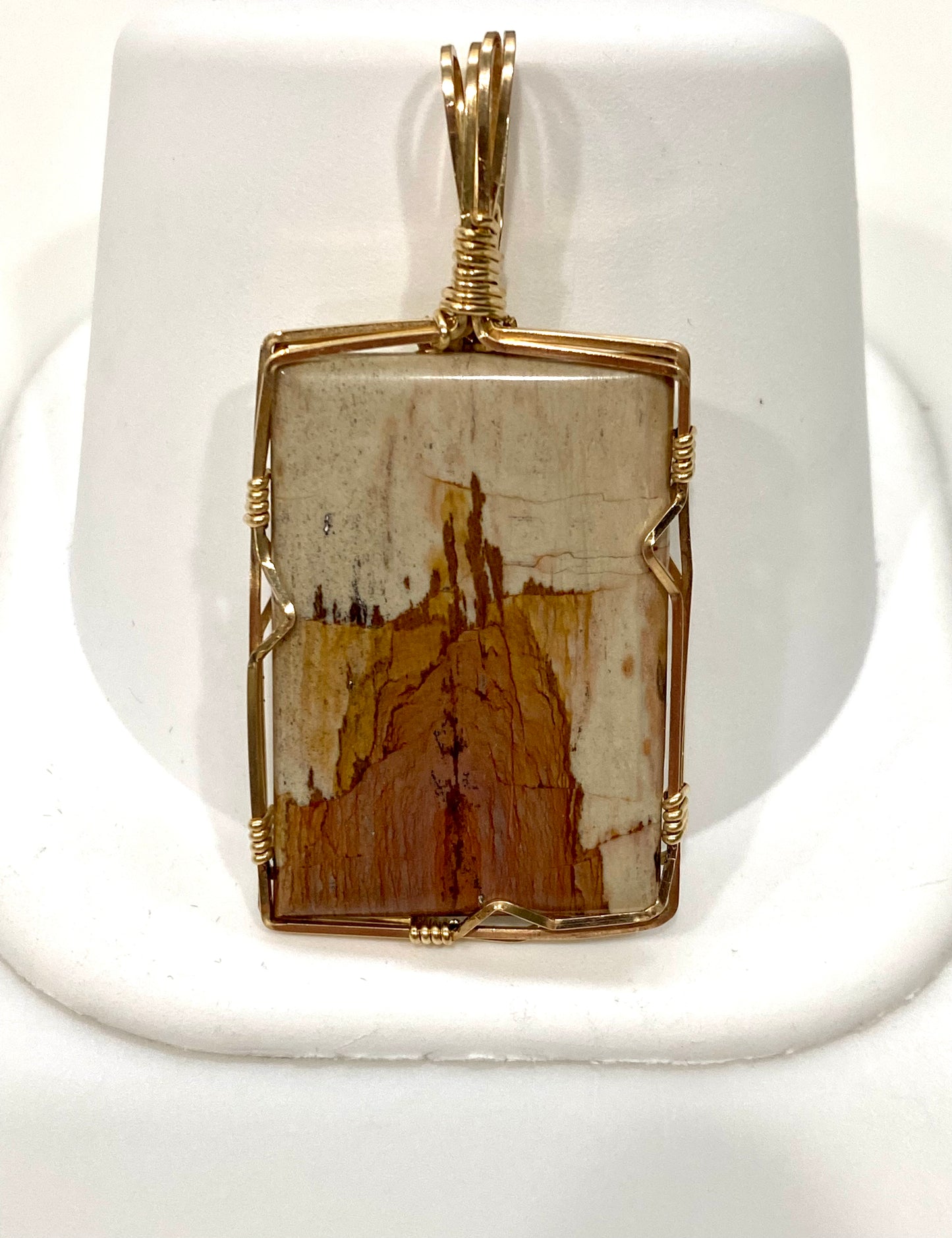 Natural Agate Wire Pendant Gold Filled