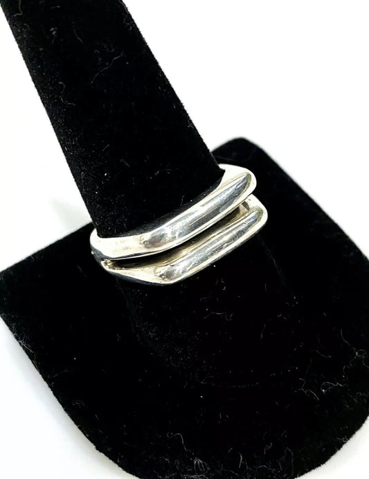 Vintage Double Bar Men’s Sterling Silver Ring