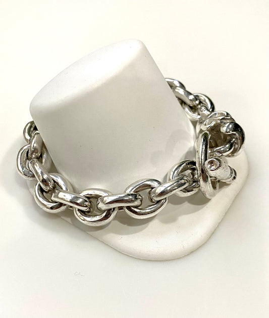 SOLID STERLING SILVER TOGGLE LINK BRACELET