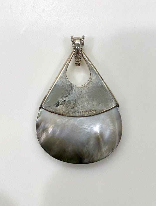 Abalone Shell Sterling Silver Vintage Pendant