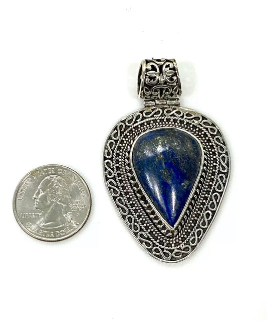 Large Blue Lapis Sterling Silver Pendant