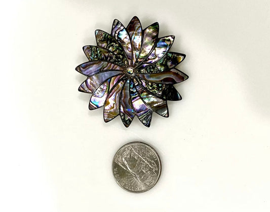 Vintage Abalone Sterling Silver Pin Brooch