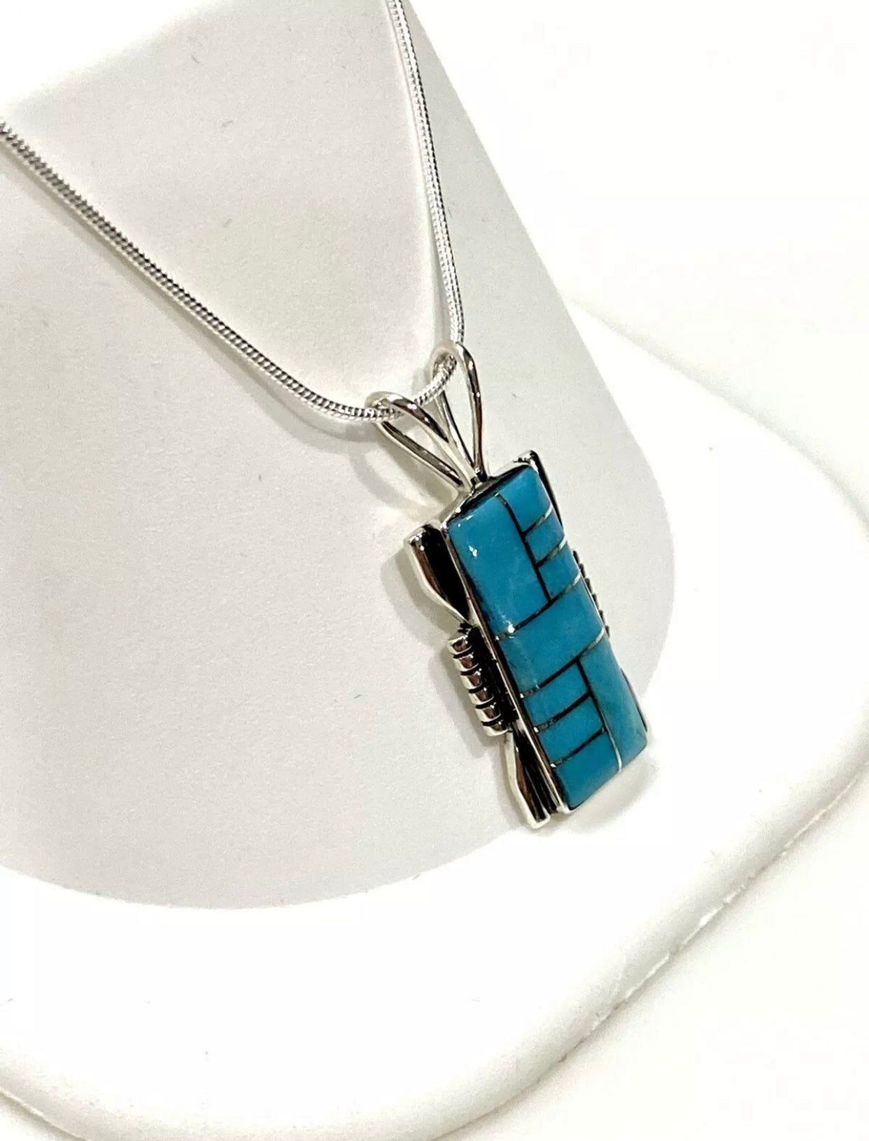 Modern Turquoise Sterling Silver Necklace