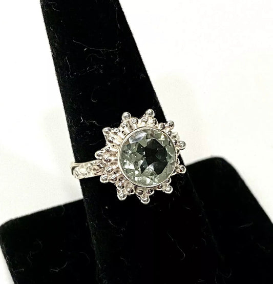 Aquamarine Colored Sterling Silver Ring