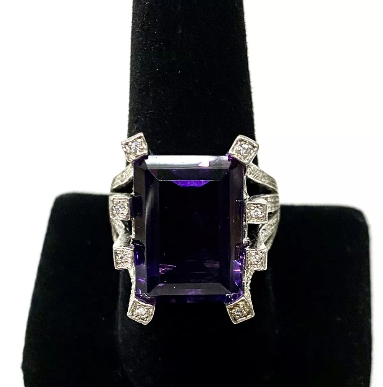 Amethyst And Marquisite Sterling Silver Ring