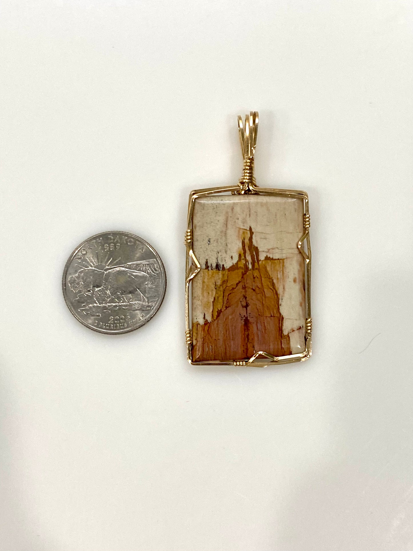 Natural Agate Wire Pendant Gold Filled