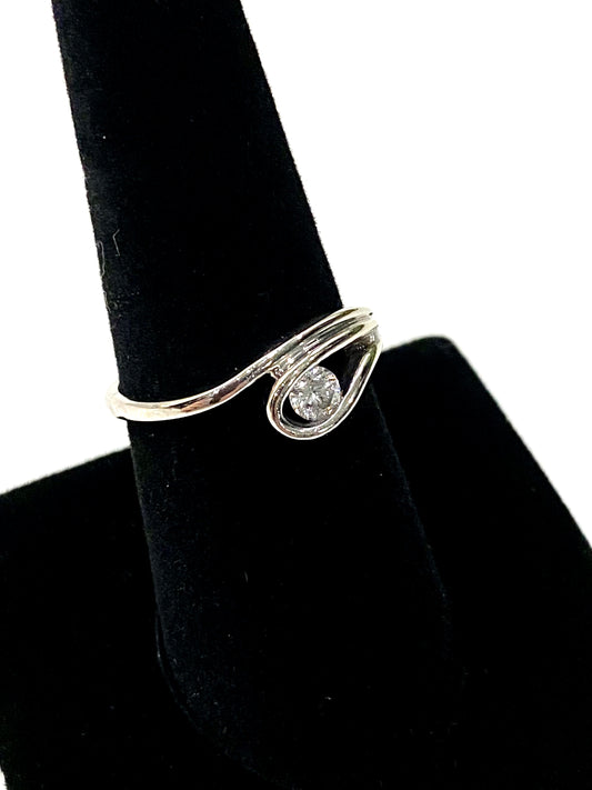 Modern 14k Solitaire Diamond Ring